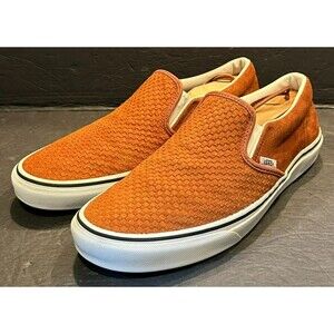 Vans Classic Slip-On Embossed  Brown Suede Skate Shoes Men's Size 11